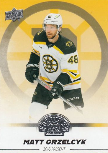 řadová karta MATT GRZELCYK 23-24 UD Boston Bruins Centennial číslo 76